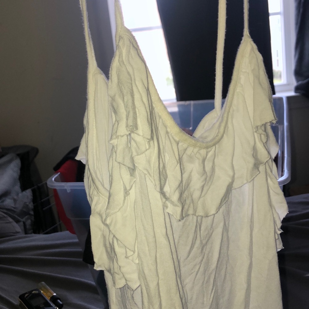 ruffled white tank